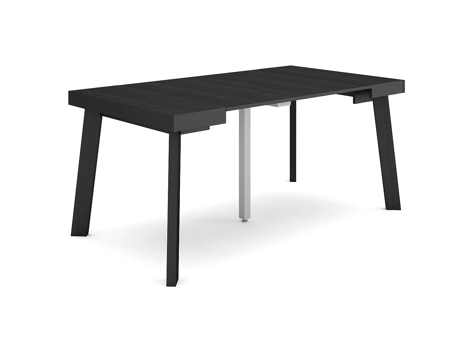 Table console extensible, 160x90x73cm, Pour 8 personnes, Pieds en bois, Noir