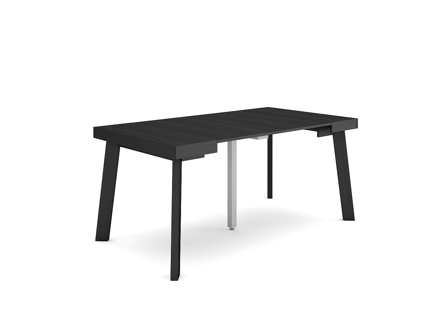 Ausziehbarertisch, 160x90x73cm, Für 8 Gäste, Hölzerne Beine, Schwarz