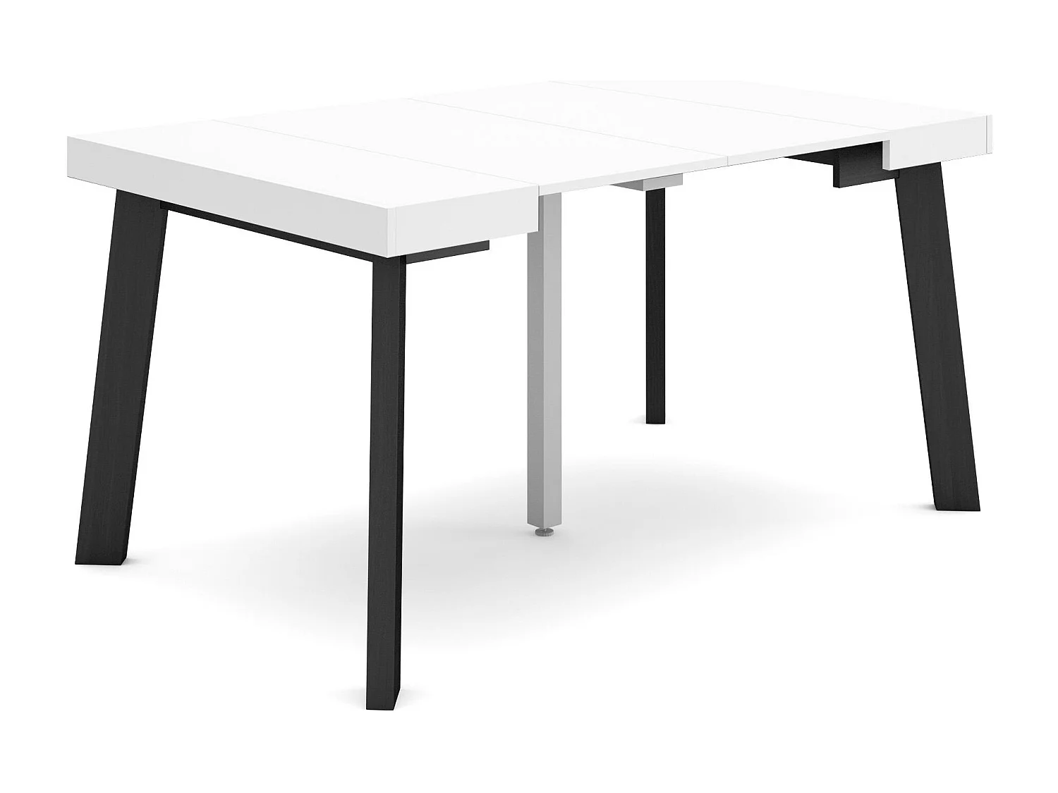 Ausziehbarertisch, 140x90x73cm, Für 6 Gäste, Hölzerne Beine, Weiß