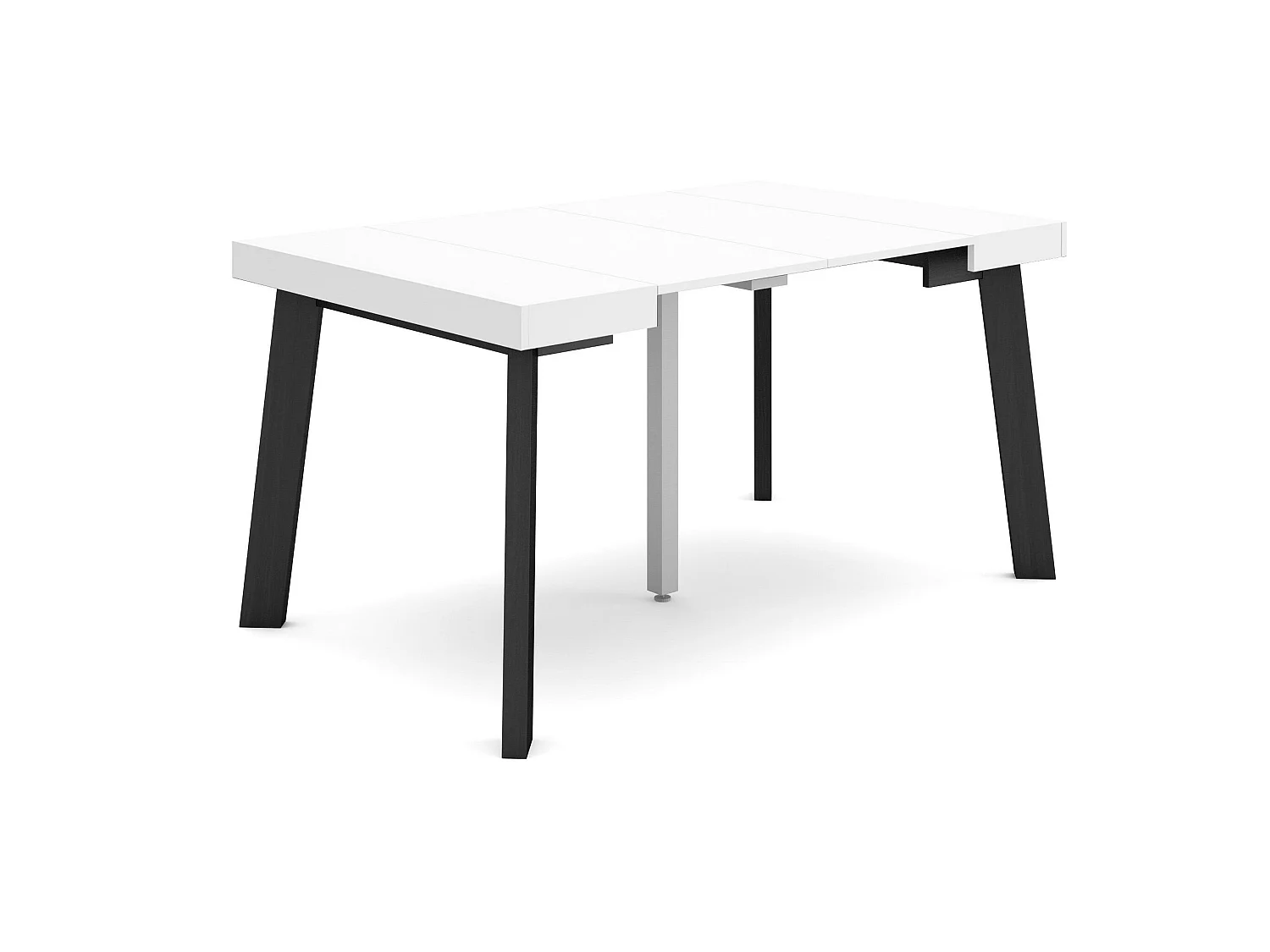 Uitschuifbare Consoletafel, 140x90x73cm, Voor 6 personen, Houten poten, Wit