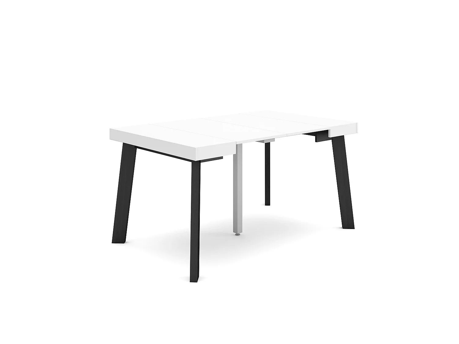 Table console extensible, 140x90x73cm, Pour 6 personnes, Pieds en bois, Blanc