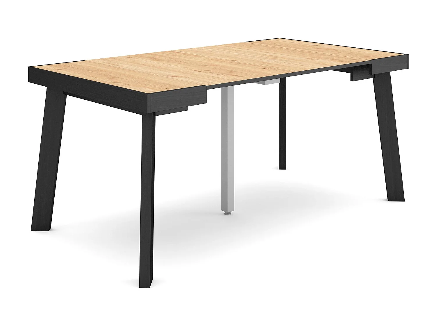 Consolle allungabile, 160x90x73cm, Per 8 persone, Gambe in legno, Rovere