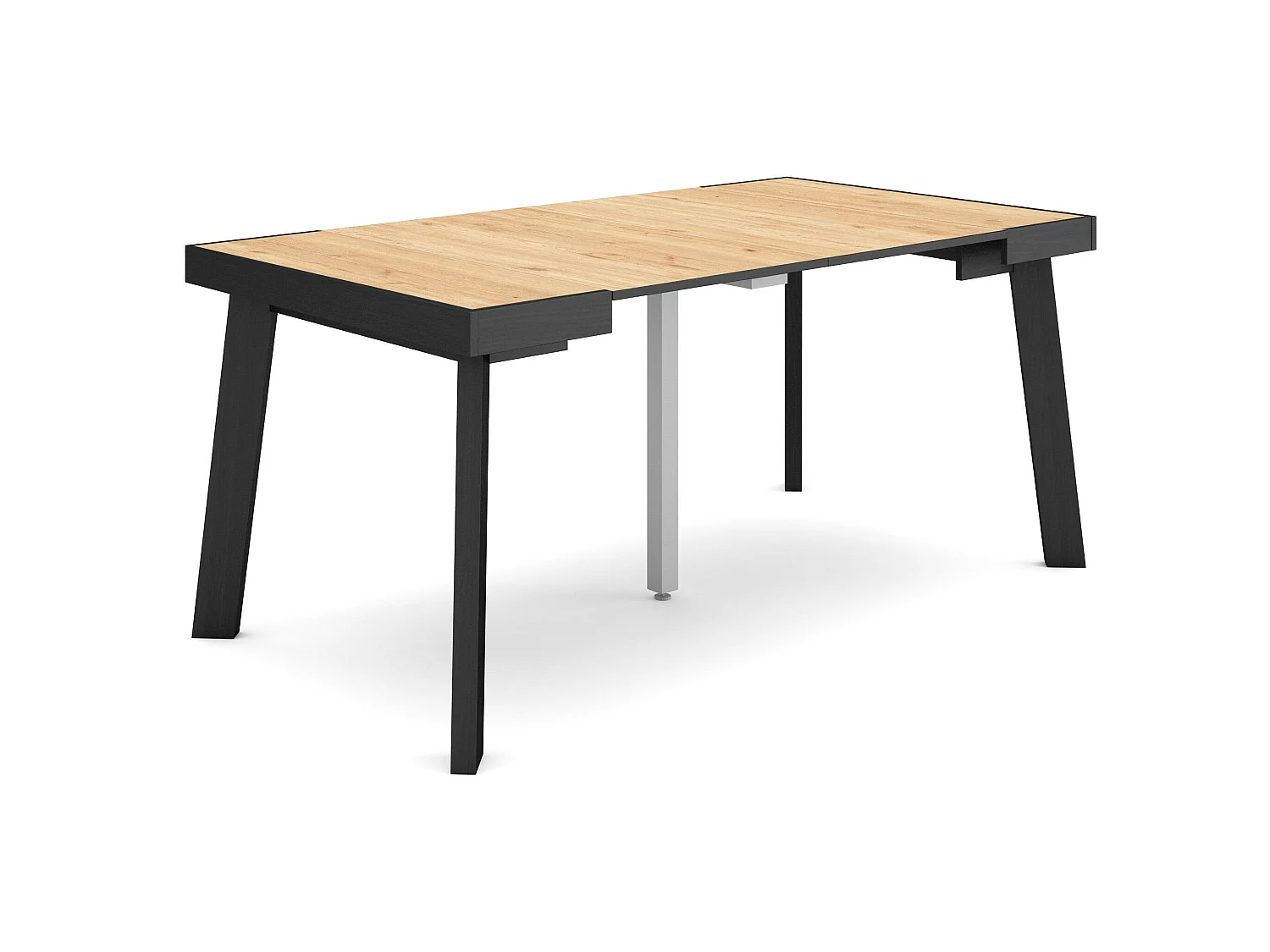Table console extensible, 160x90x73cm, Pour 8 personnes, Pieds en bois, Chêne