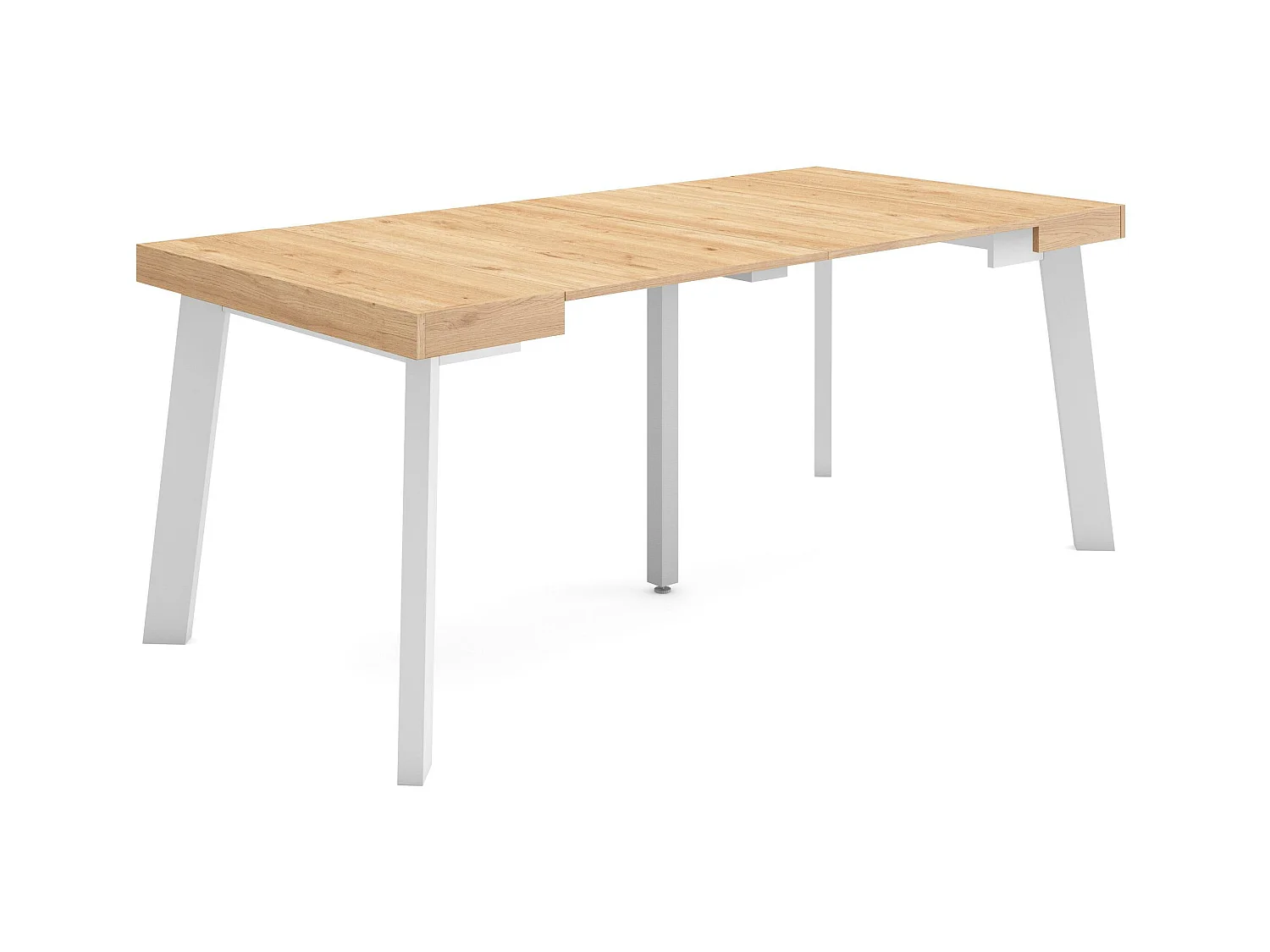Table console extensible, 180x90x73cm, Pour 8 personnes, Pieds en bois, Chêne