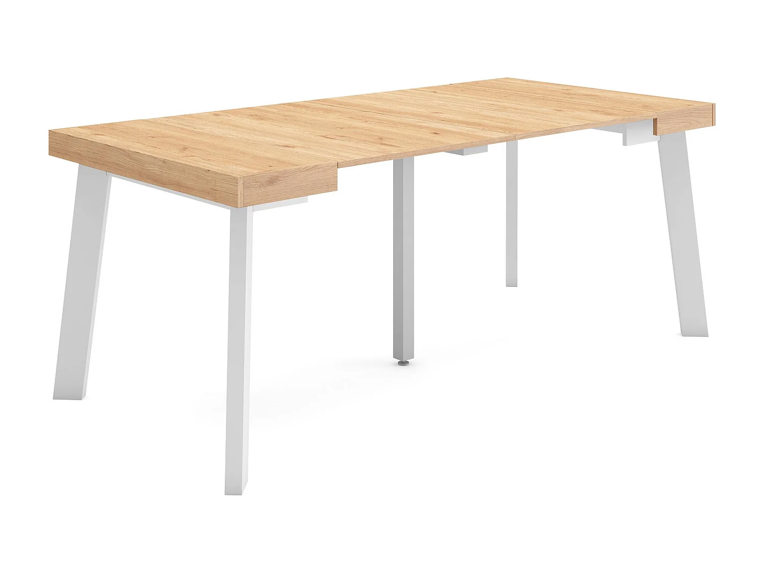 Table console extensible, 180x90x73cm, Pour 8 personnes, Pieds en bois, Chêne