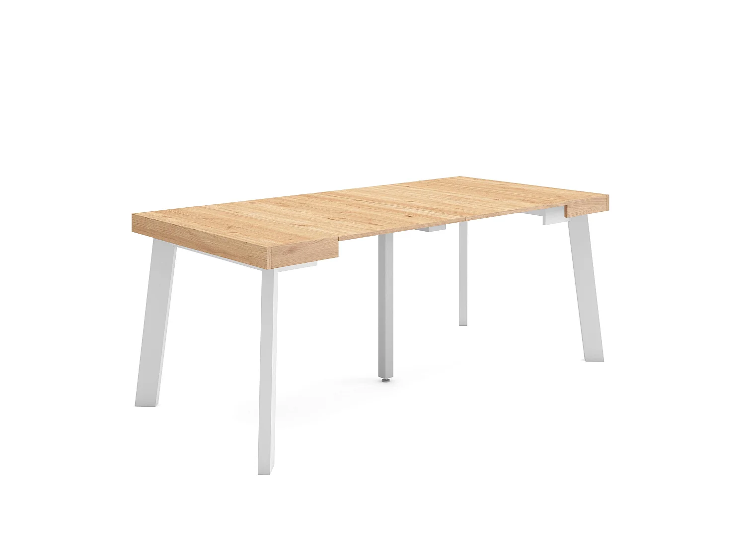 Table console extensible, 180x90x73cm, Pour 8 personnes, Pieds en bois, Chêne