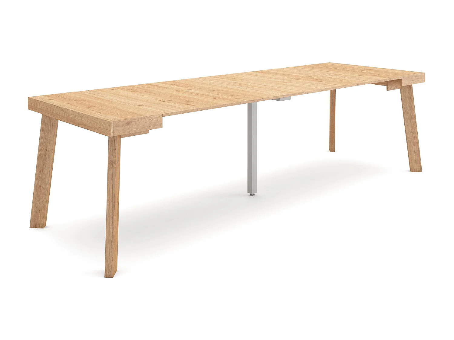 Consolle allungabile, 262x90x73cm, Per 12 persone, Gambe in legno, Rovere