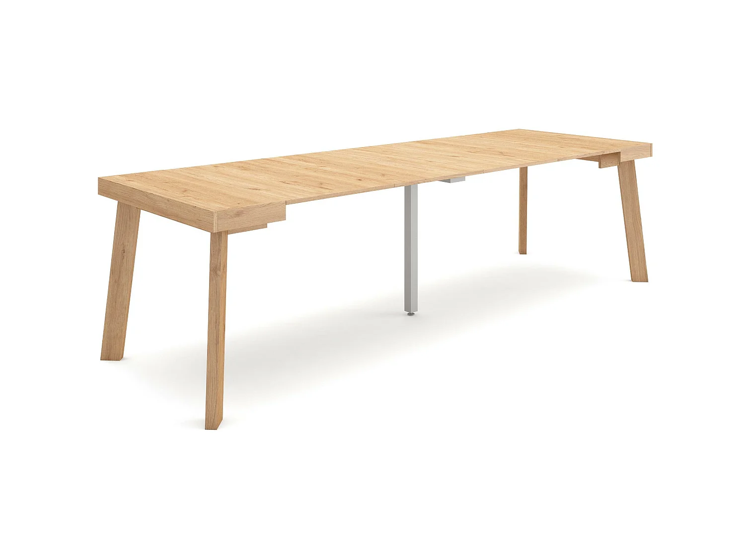 Table console extensible, 262x90x73cm, Pour 12 personnes, Pieds en bois, Chêne