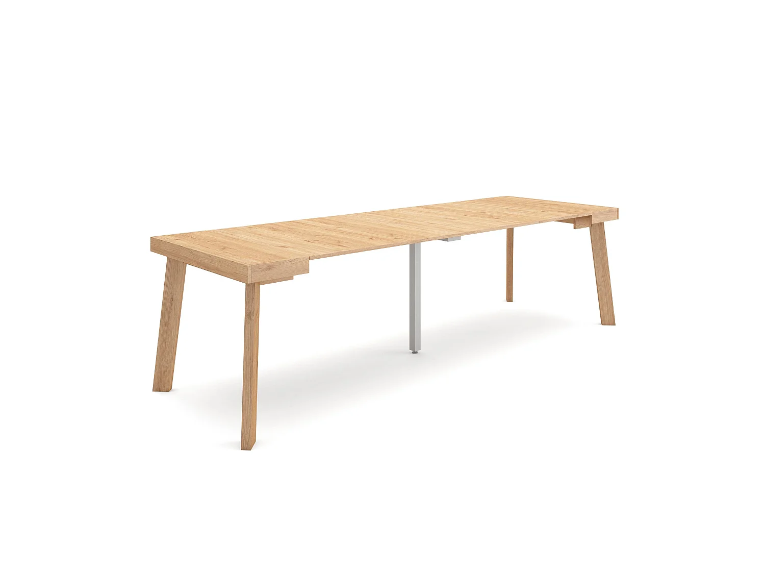 Table console extensible, 262x90x73cm, Pour 12 personnes, Pieds en bois, Chêne