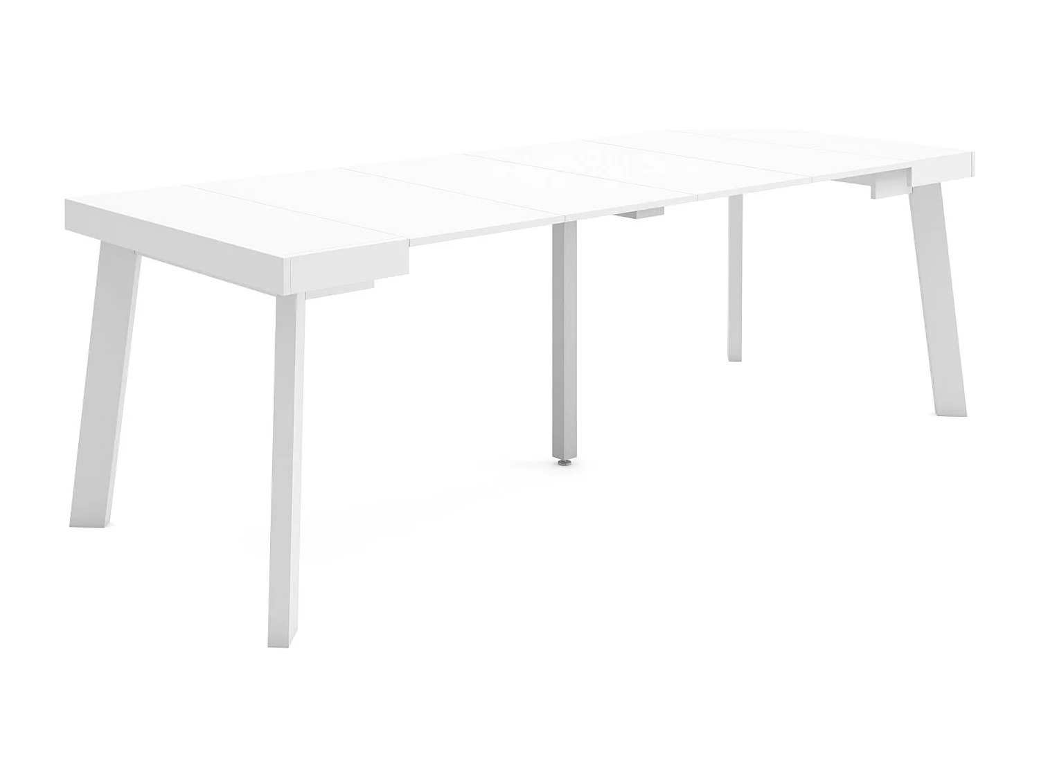 Ausziehbarertisch, 222x90x73cm, Für 10 Gäste, Hölzerne Beine, Weiß