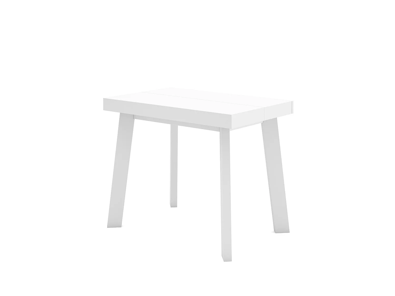 Table console extensible, 222x90x73cm, Pour 10 personnes, Pieds en bois, Blanc