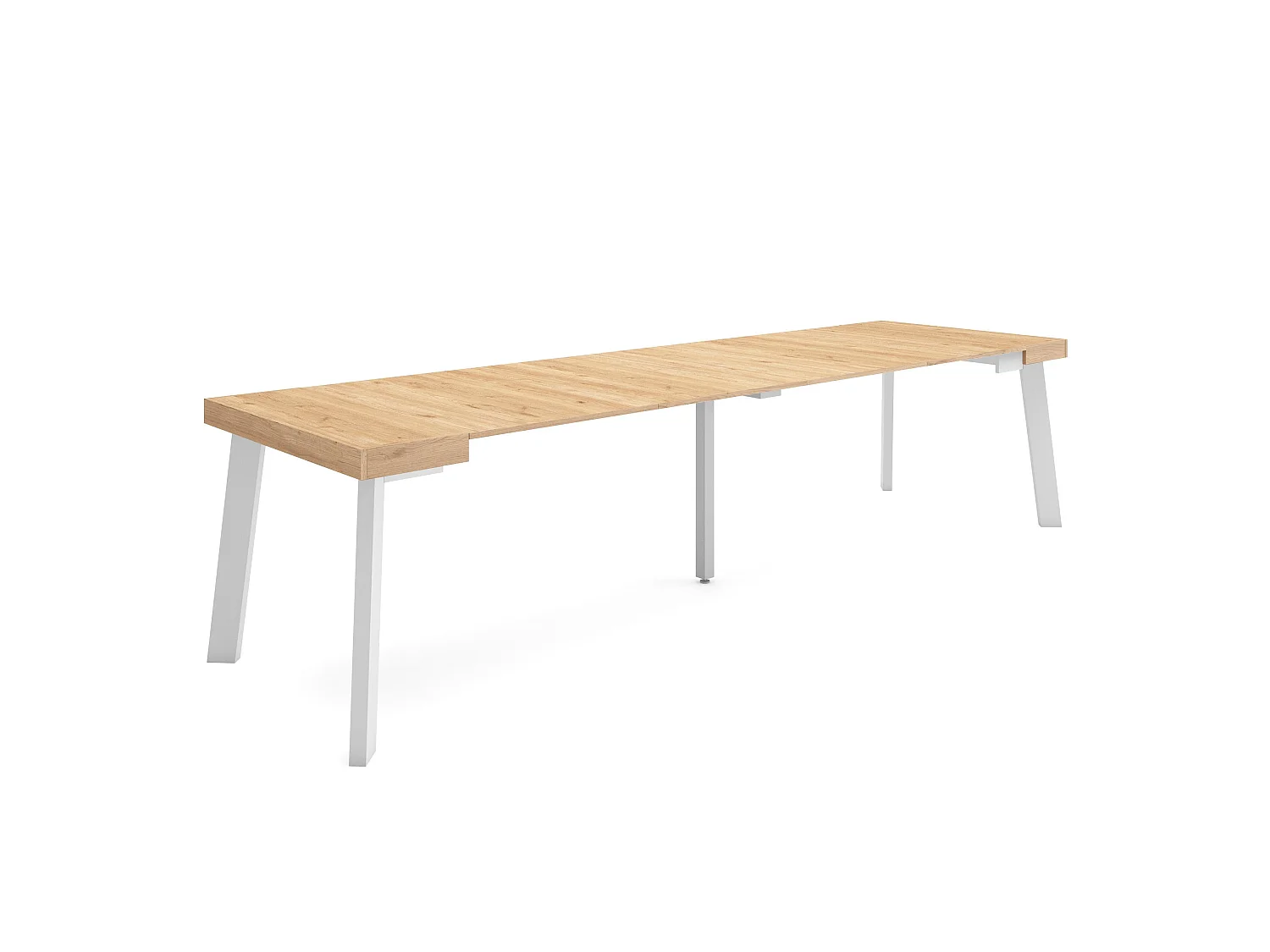 Ausziehbarertisch, 302x90x73cm, Für 14 Gäste, Hölzerne Beine, Eiche