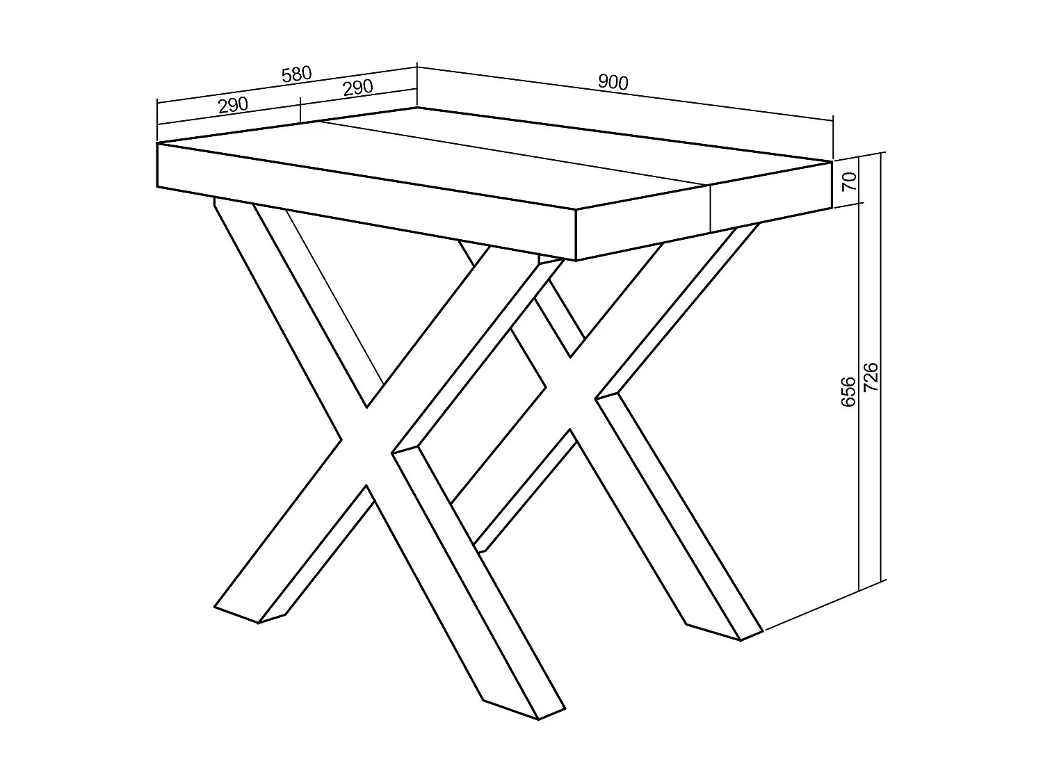 Table console extensible, 222x90x73cm, Pour 10 personnes, Pieds bois massif, Blanc