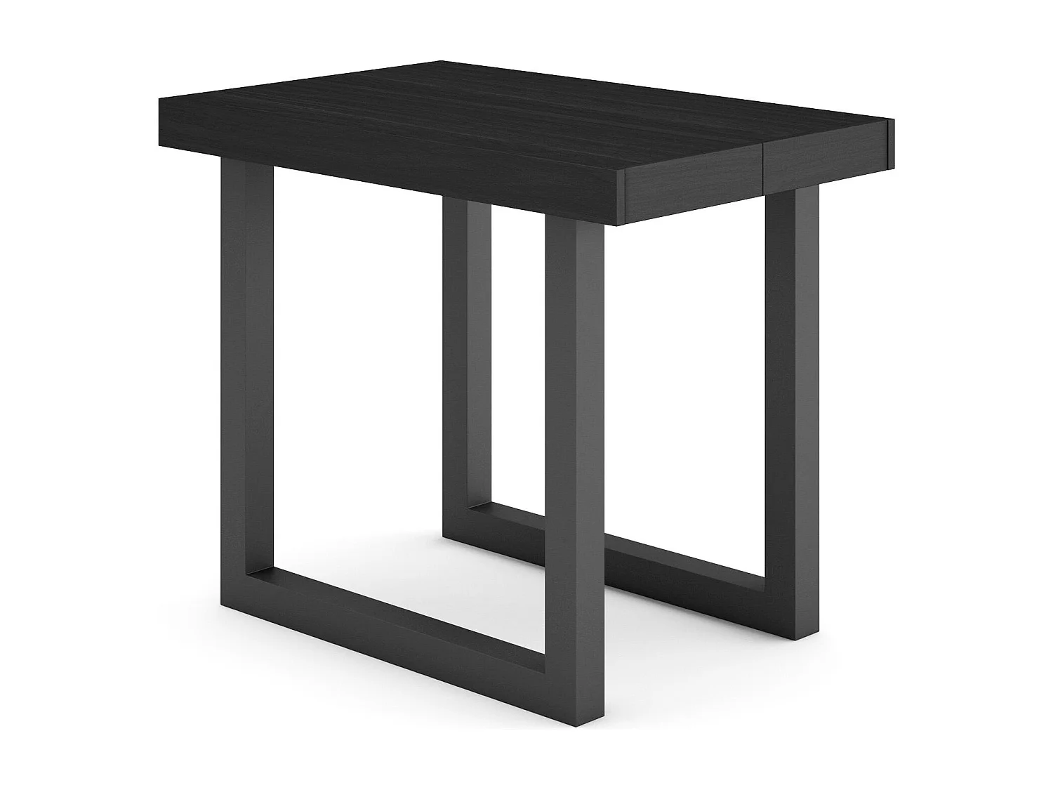 Table console extensible, 222x90x73cm, Pour 10 personnes, Pieds bois massif, Noir