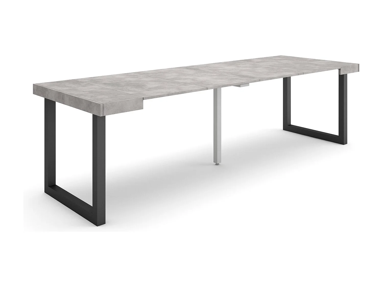 Ausziehbarertisch, 262x90x73cm, Für 12 Gäste, Massivholz Beine, Zement