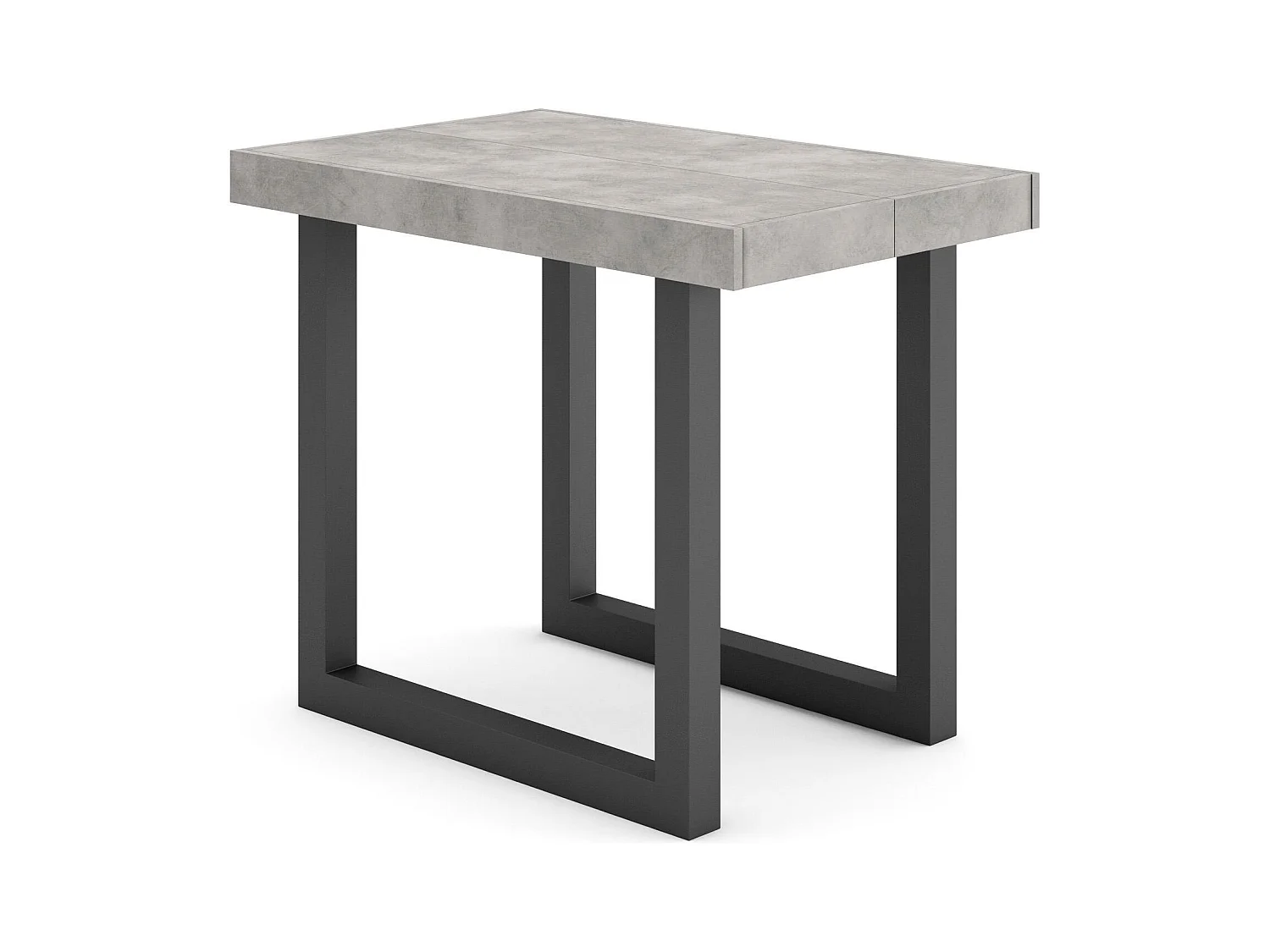 Table console extensible, 262x90x73cm, Pour 12 personnes, Pieds bois massif, Ciment