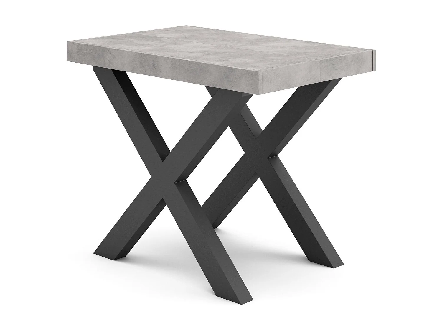 Table console extensible, 302x90x73cm, Pour 14 personnes, Pieds bois massif, Ciment