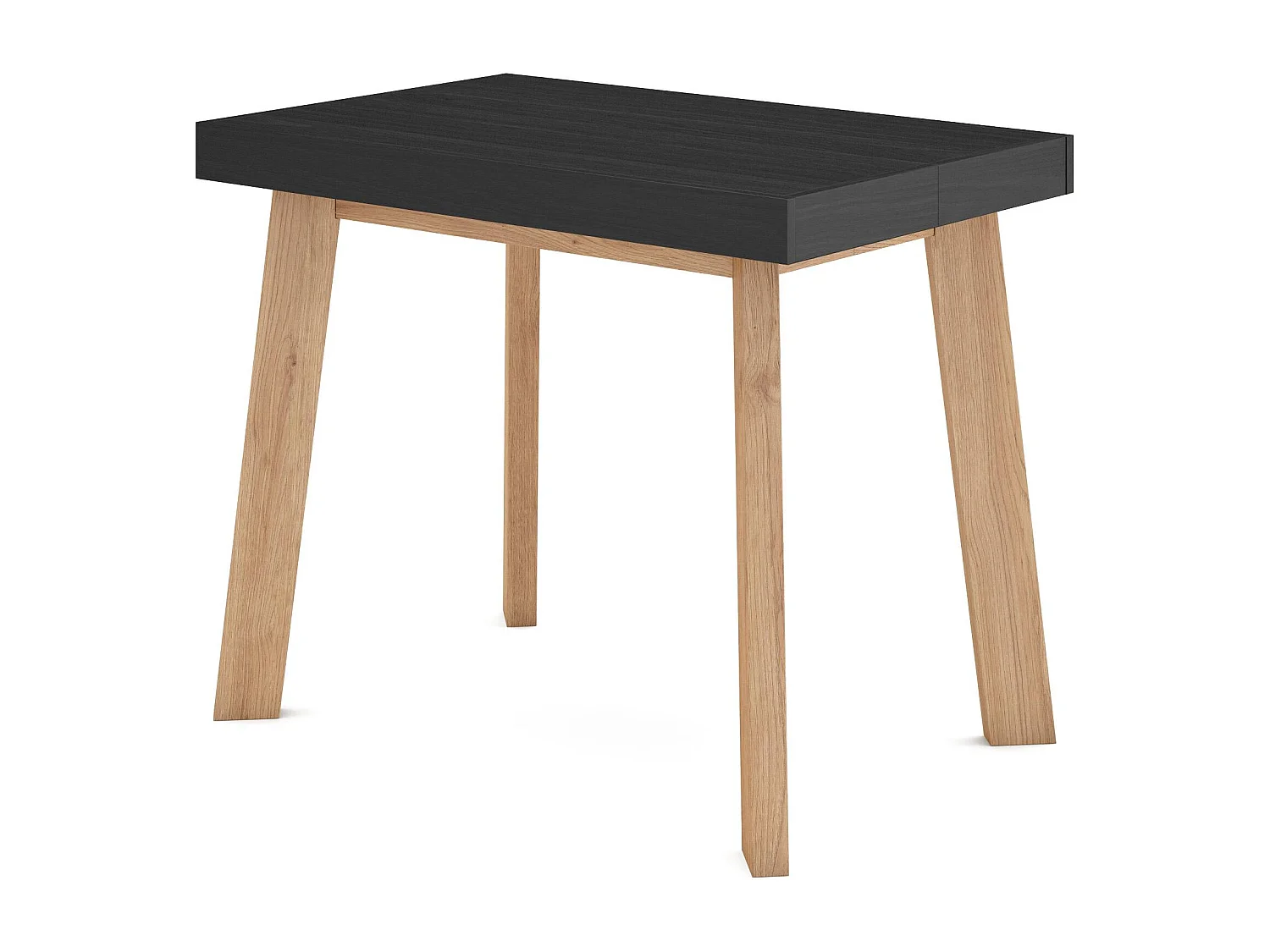 Uitschuifbare Consoletafel, 160x90x73cm, Voor 8 personen, Houten poten, Zwart