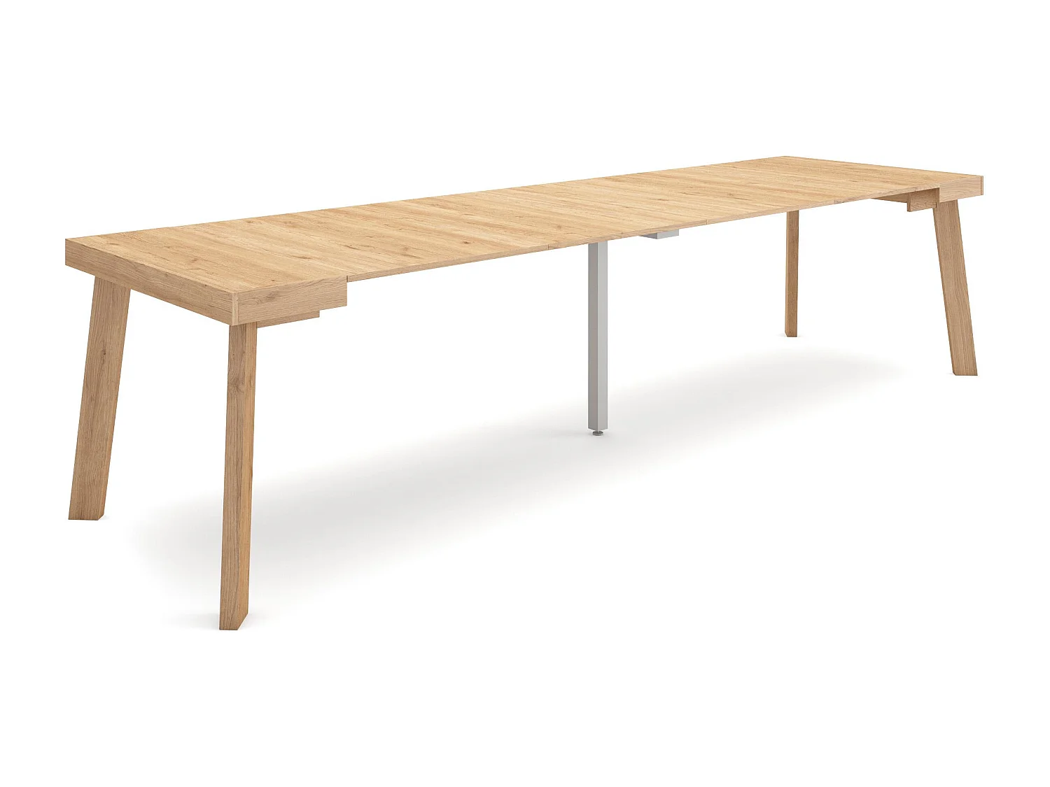 Consolle allungabile, 302x90x73cm, Per 14 persone, Gambe in legno, Rovere