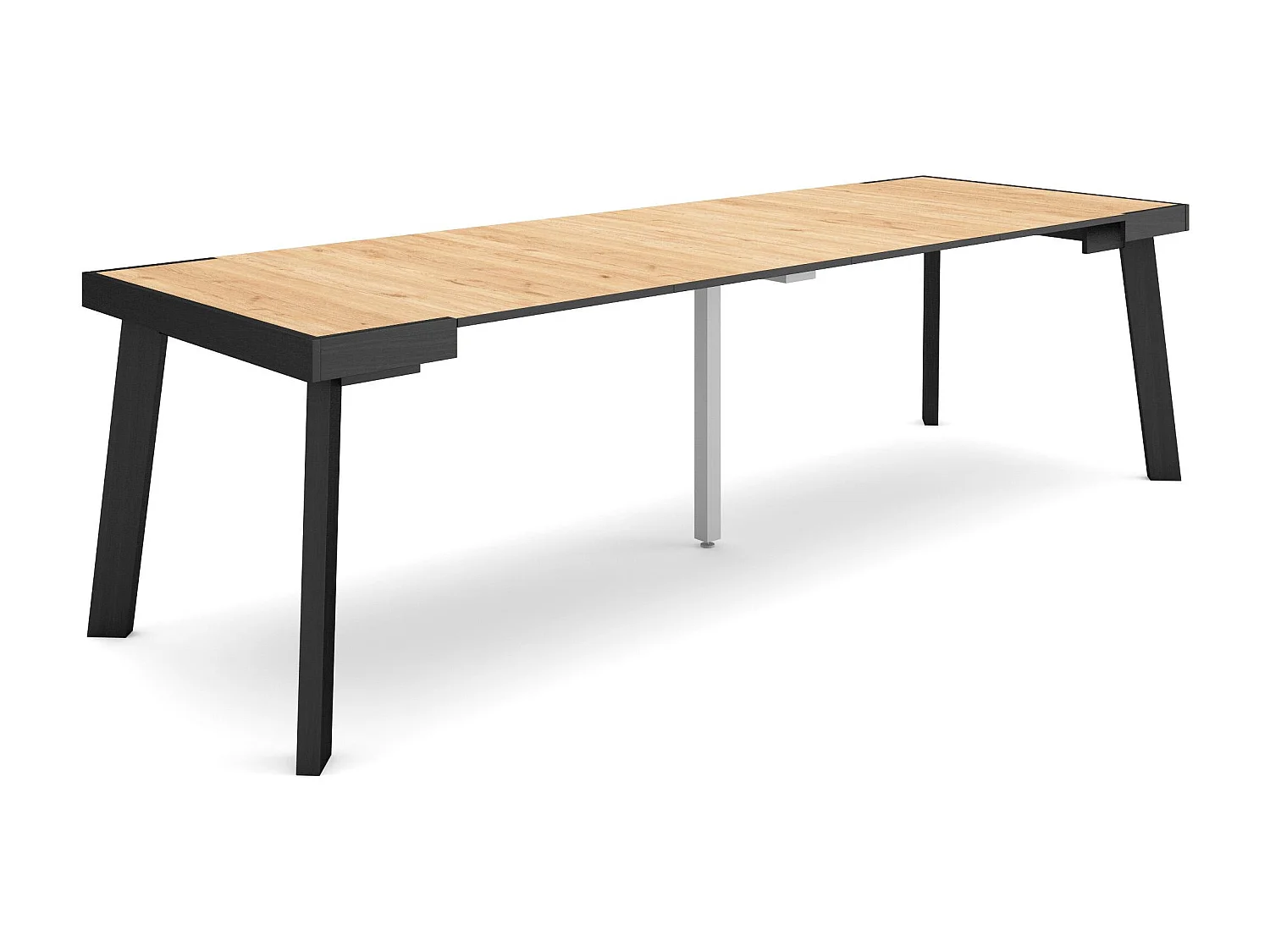 Table console extensible, 262x90x73cm, Pour 12 personnes, Pieds en bois, Chêne