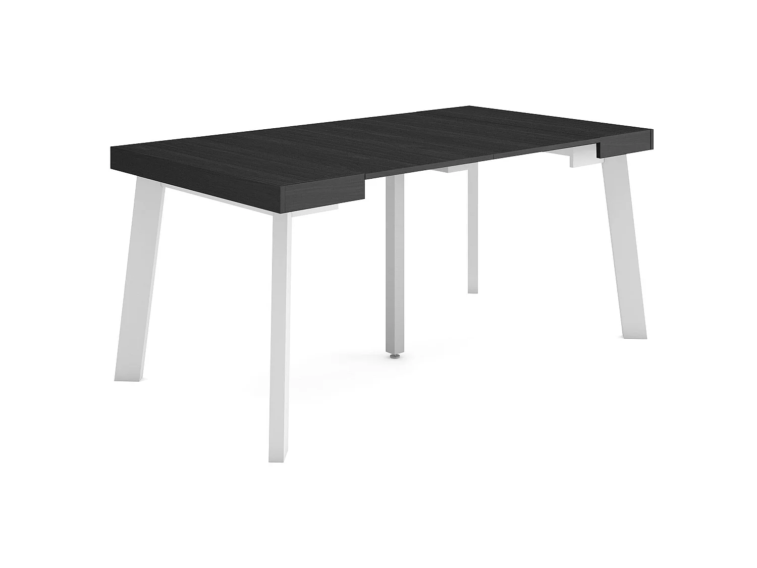 Uitschuifbare Consoletafel, 160x90x73cm, Voor 8 personen, Houten poten, Zwart