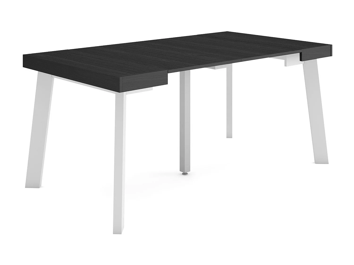 Table console extensible, 160x90x73cm, Pour 8 personnes, Pieds en bois, Noir