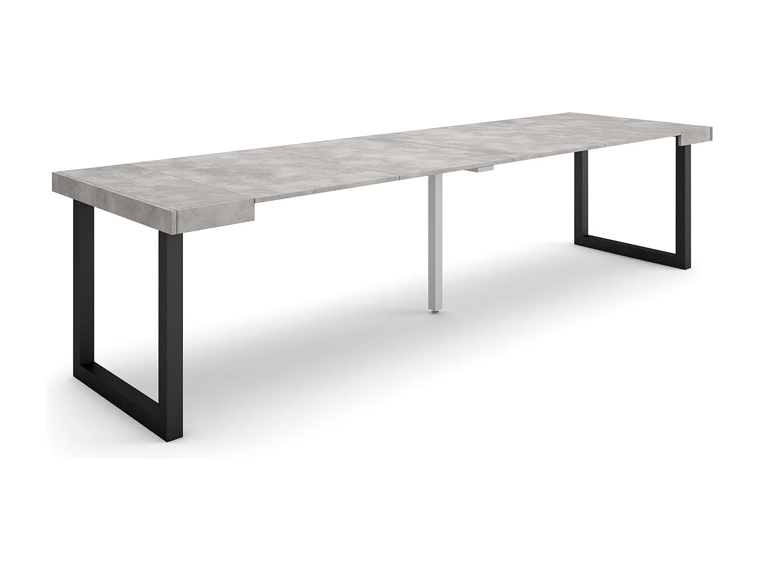 Mesa Consola Extensível, 302x90x73cm, Para 14 pessoas, Pés de madeira, Cimento