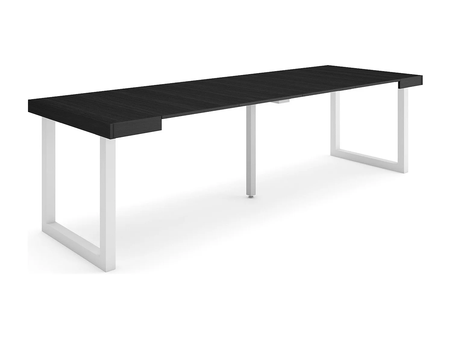 Mesa Consola Extensível, 262x90x73cm, Para 12 pessoas, Pés de madeira, Preto