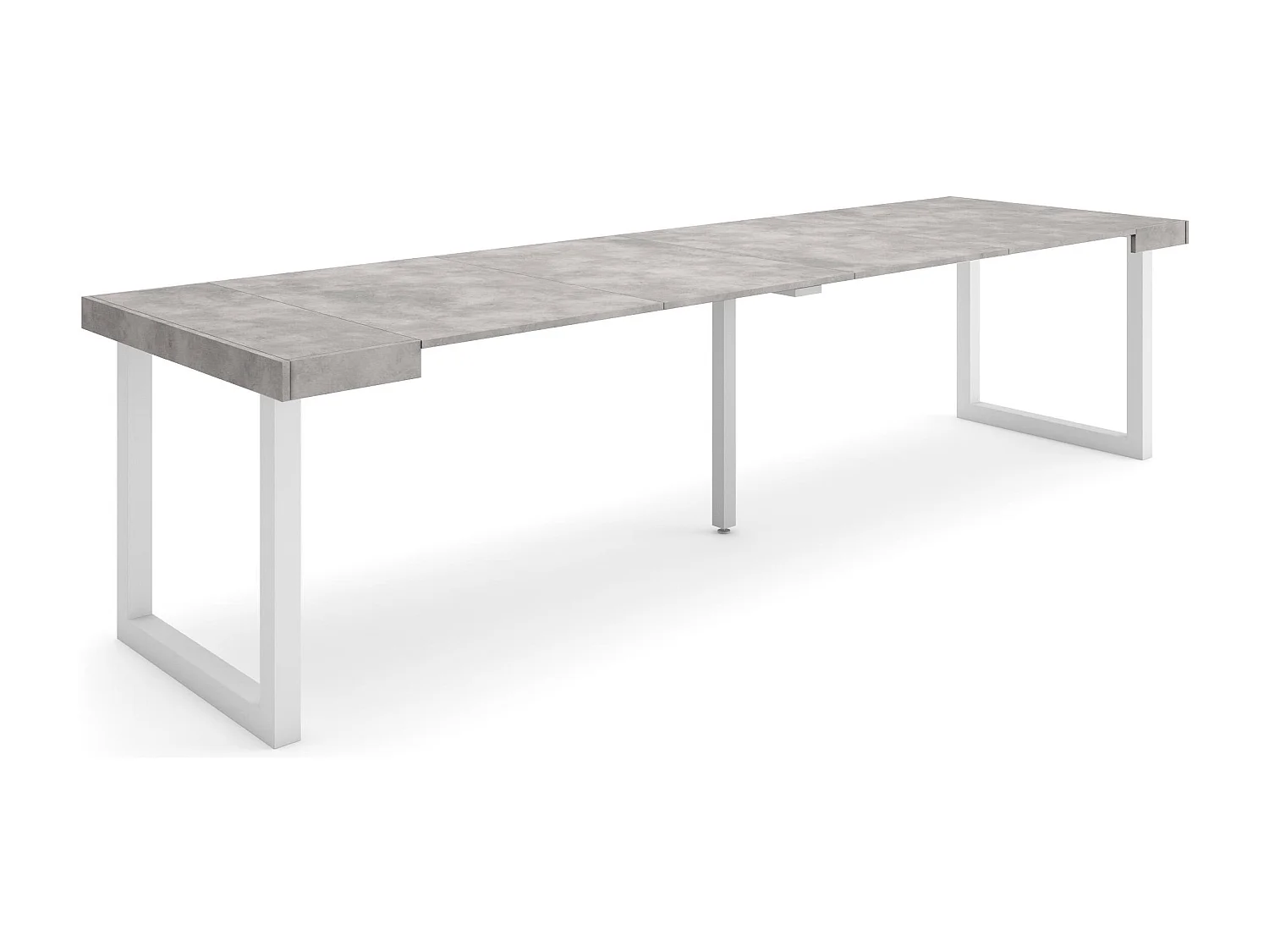 Ausziehbarertisch, 302x90x73cm, Für 14 Gäste, Massivholz Beine, Zement