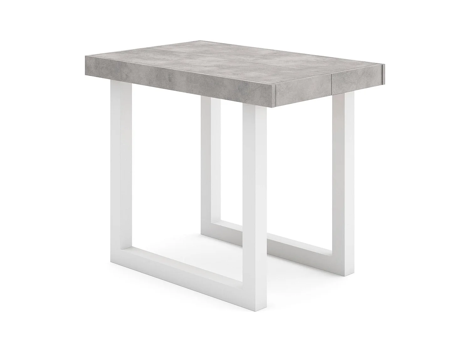 Uitschuifbare Consoletafel, 302x90x73cm, Voor 14 personen, Massief houten poten, Cement