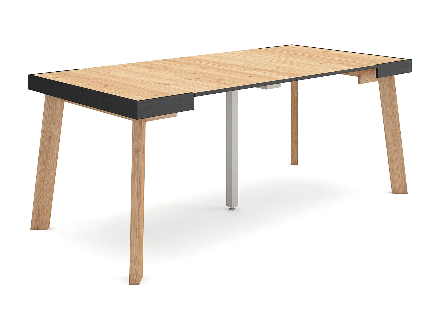 Table console extensible, 180x90x73cm, Pour 8 personnes, Pieds en bois, Chêne