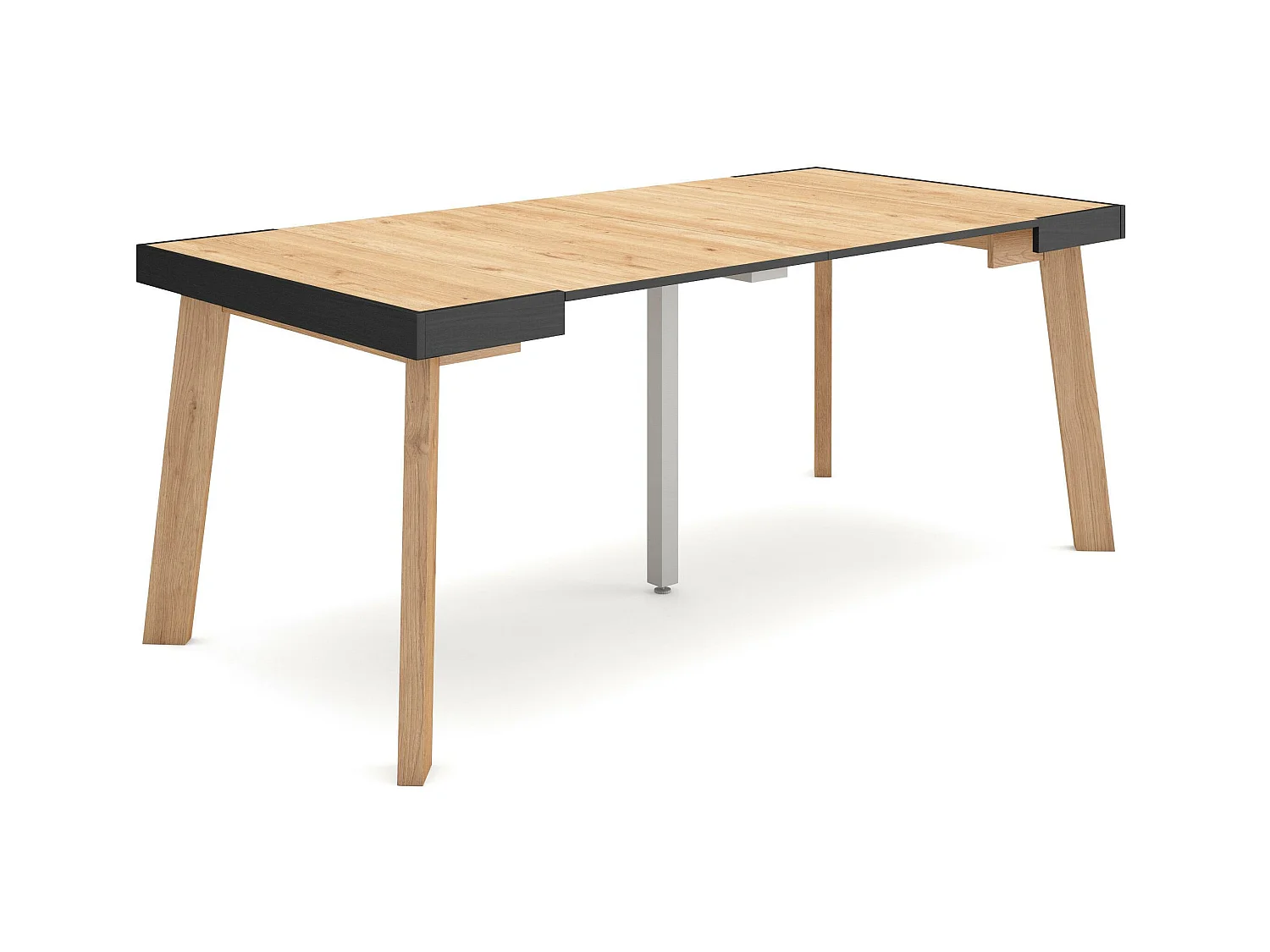 Table console extensible, 180x90x73cm, Pour 8 personnes, Pieds en bois, Chêne