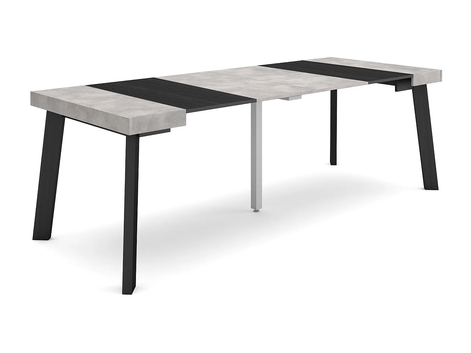 Uitschuifbare Consoletafel, 222x90x73cm, Voor 10 personen, Houten poten, Cement