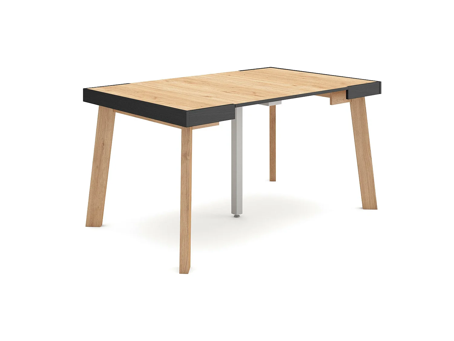 Table console extensible, 140x90x73cm, Pour 6 personnes, Pieds en bois, Chêne