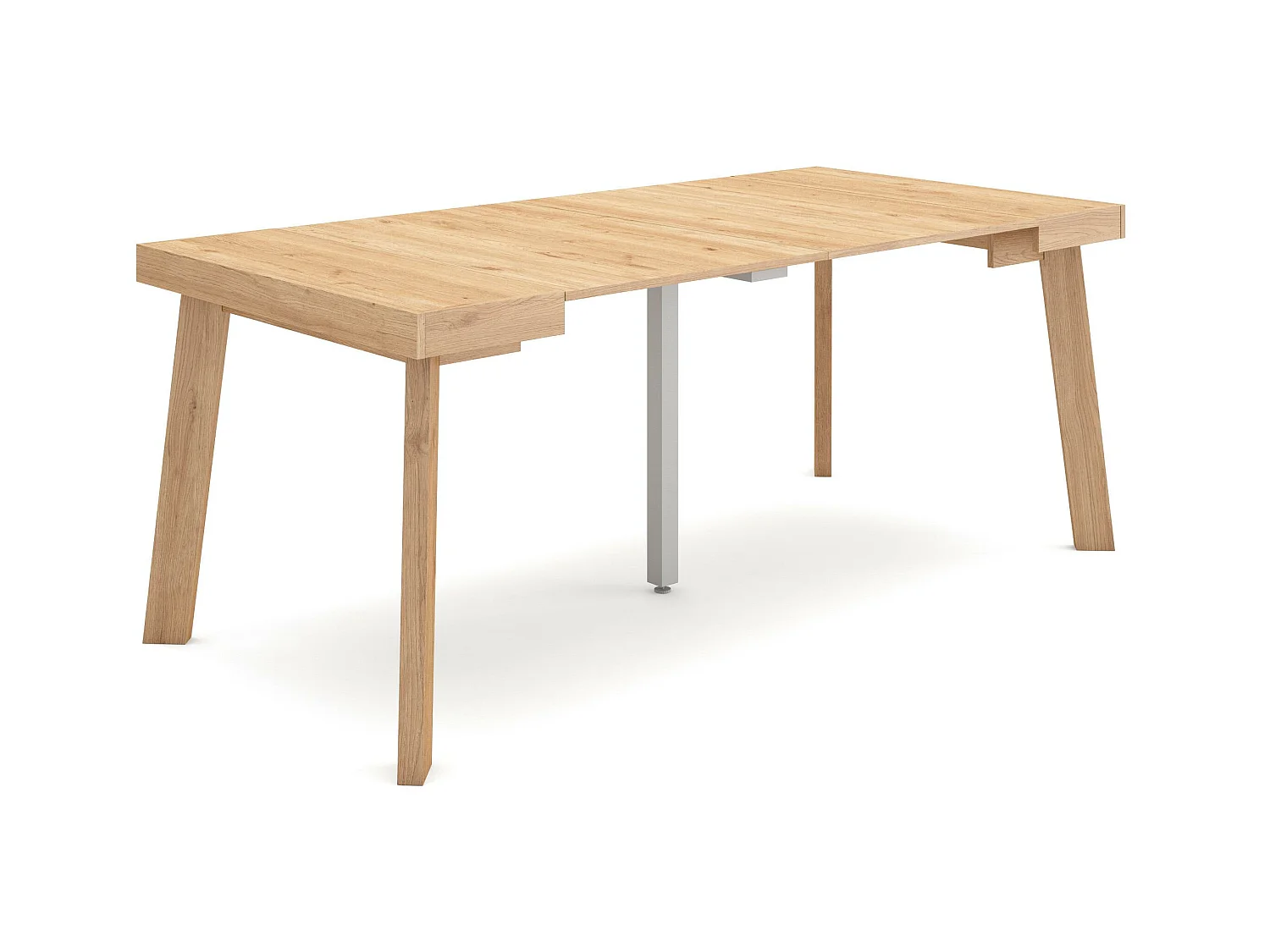 Table console extensible, 180x90x73cm, Pour 8 personnes, Pieds en bois, Chêne