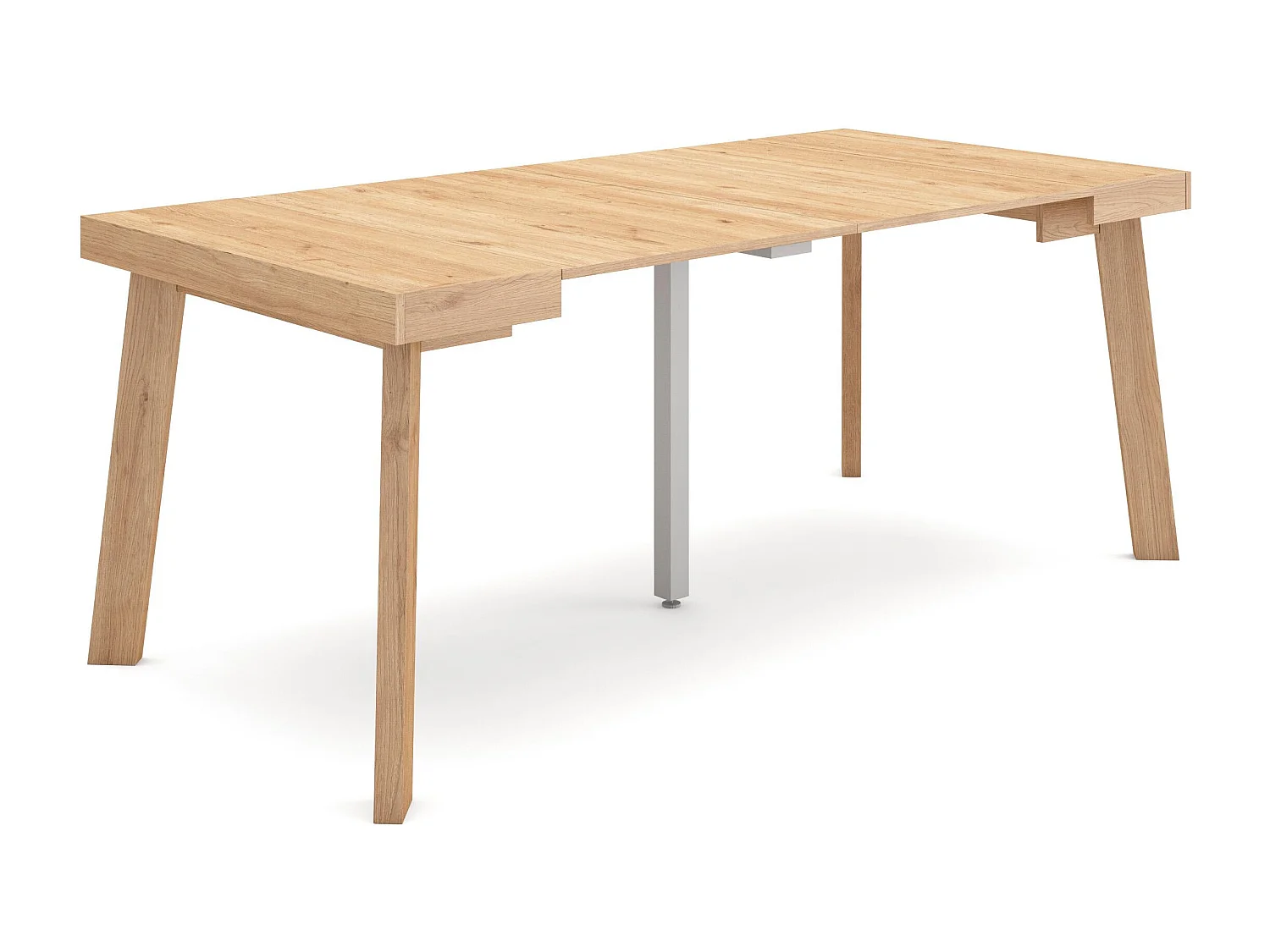 Table console extensible, 180x90x73cm, Pour 8 personnes, Pieds en bois, Chêne