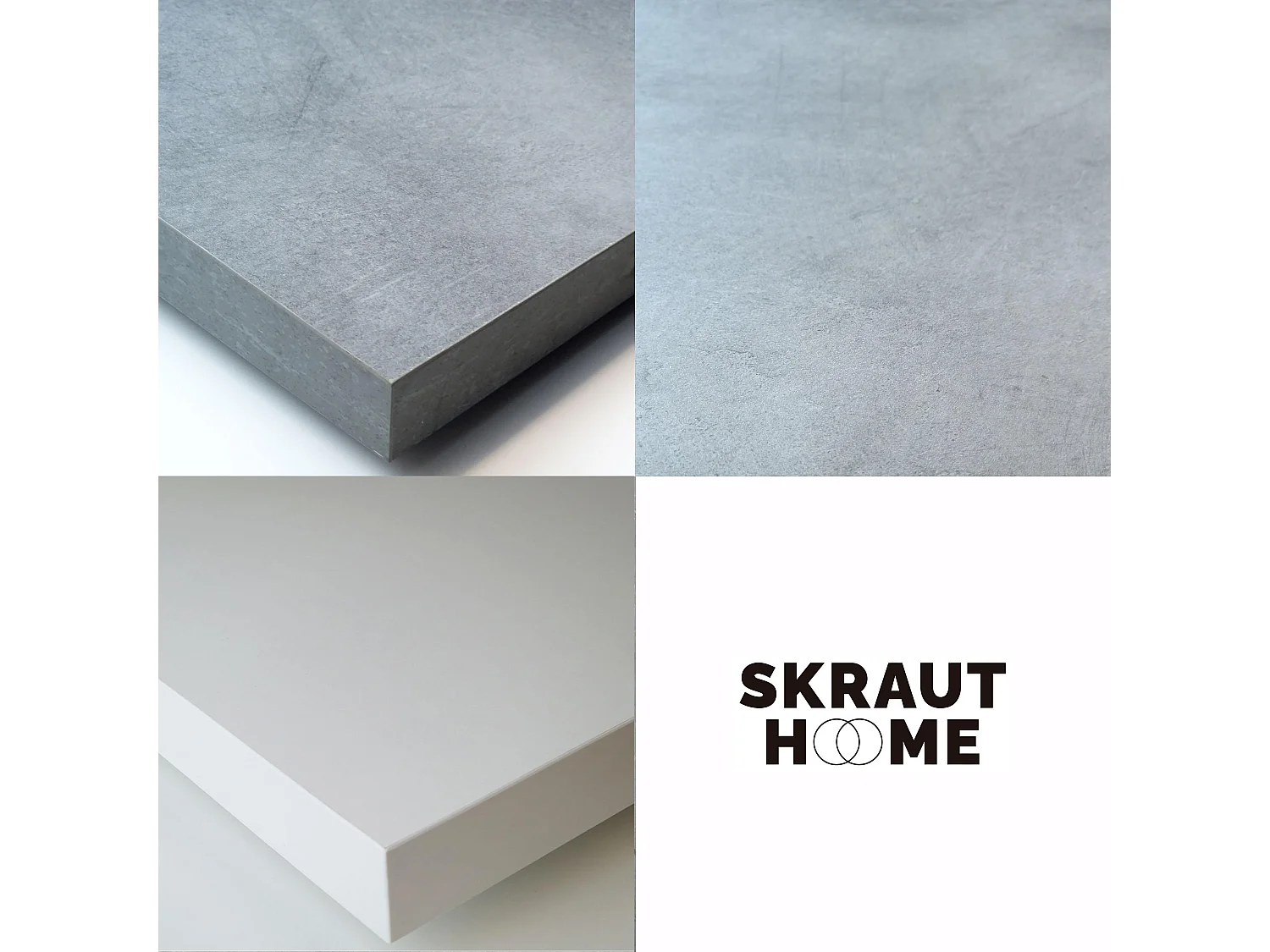 Table console extensible, 302x90x73cm, Pour 14 personnes, Pieds bois massif, Blanc et ciment