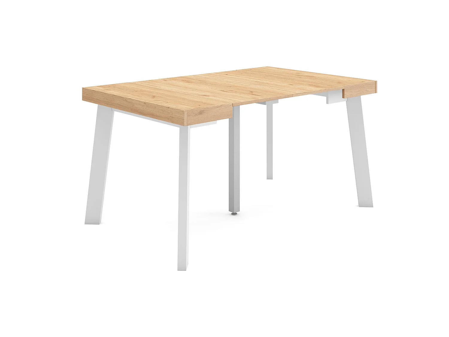 Table console extensible, 140x90x73cm, Pour 6 personnes, Pieds en bois, Chêne