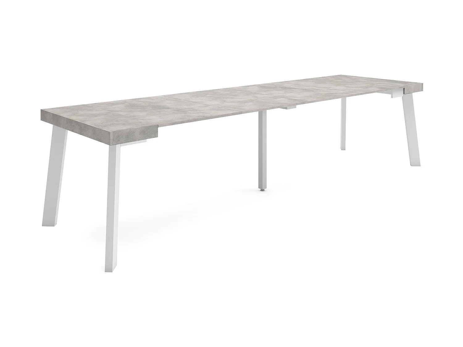 Table console extensible, 302x90x73cm, Pour 14 personnes, Pieds en bois, Ciment