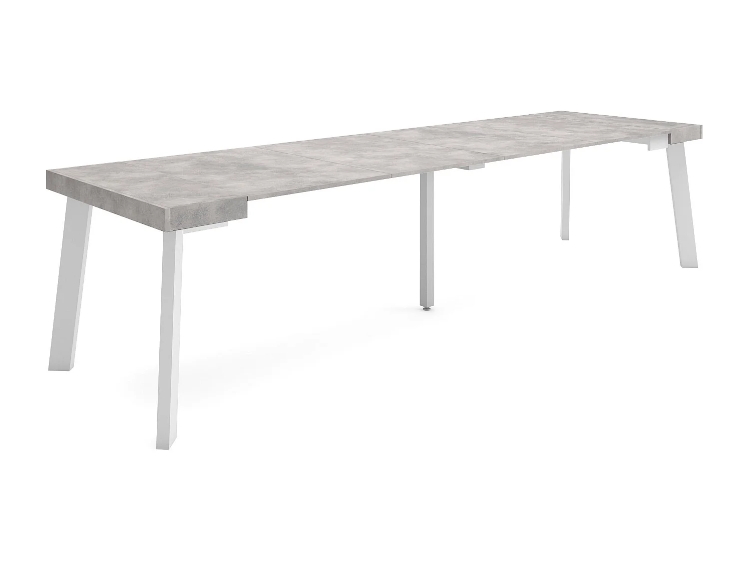 Table console extensible, 302x90x73cm, Pour 14 personnes, Pieds en bois, Ciment