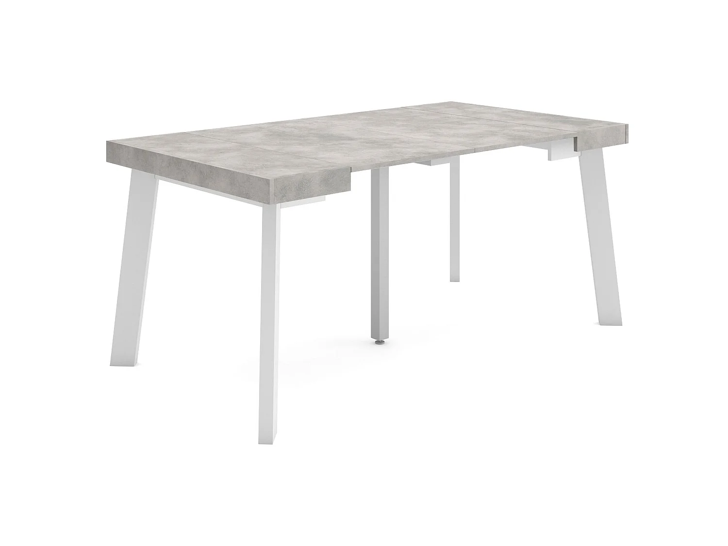 Table console extensible, 160x90x73cm, Pour 8 personnes, Pieds en bois, Ciment