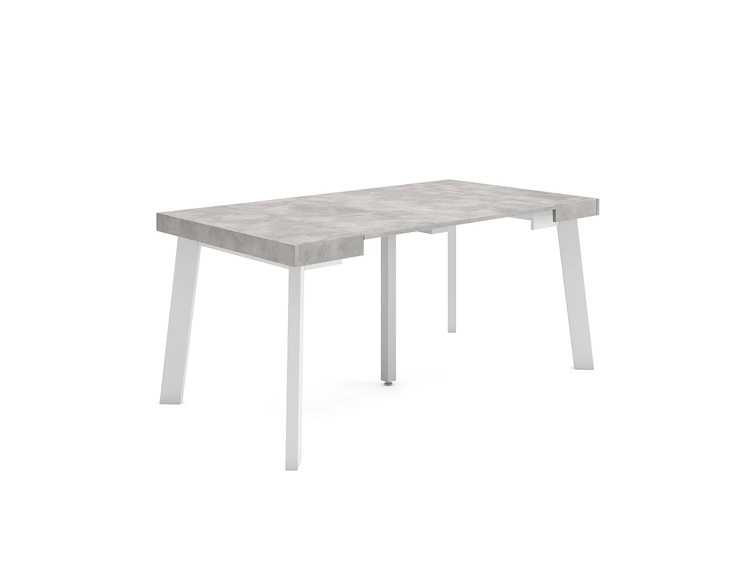 Table console extensible, 160x90x73cm, Pour 8 personnes, Pieds en bois, Ciment