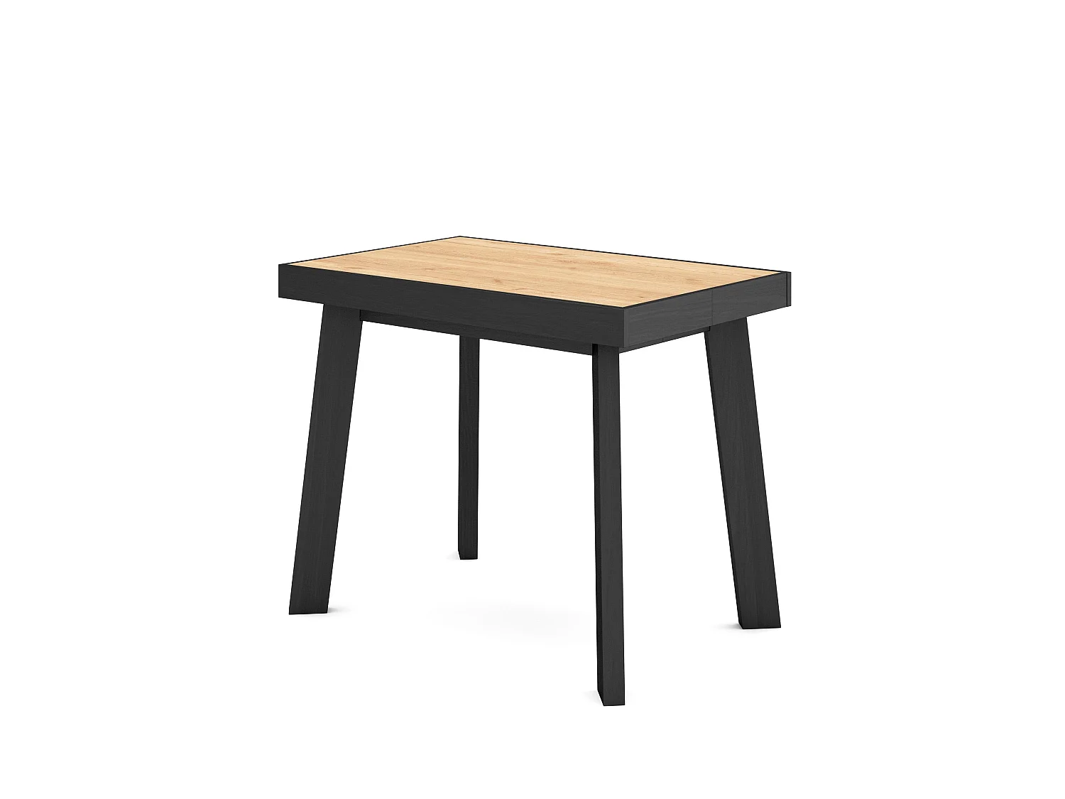 Table console extensible, 262x90x73cm, Pour 12 personnes, Pieds en bois, Chêne et noir