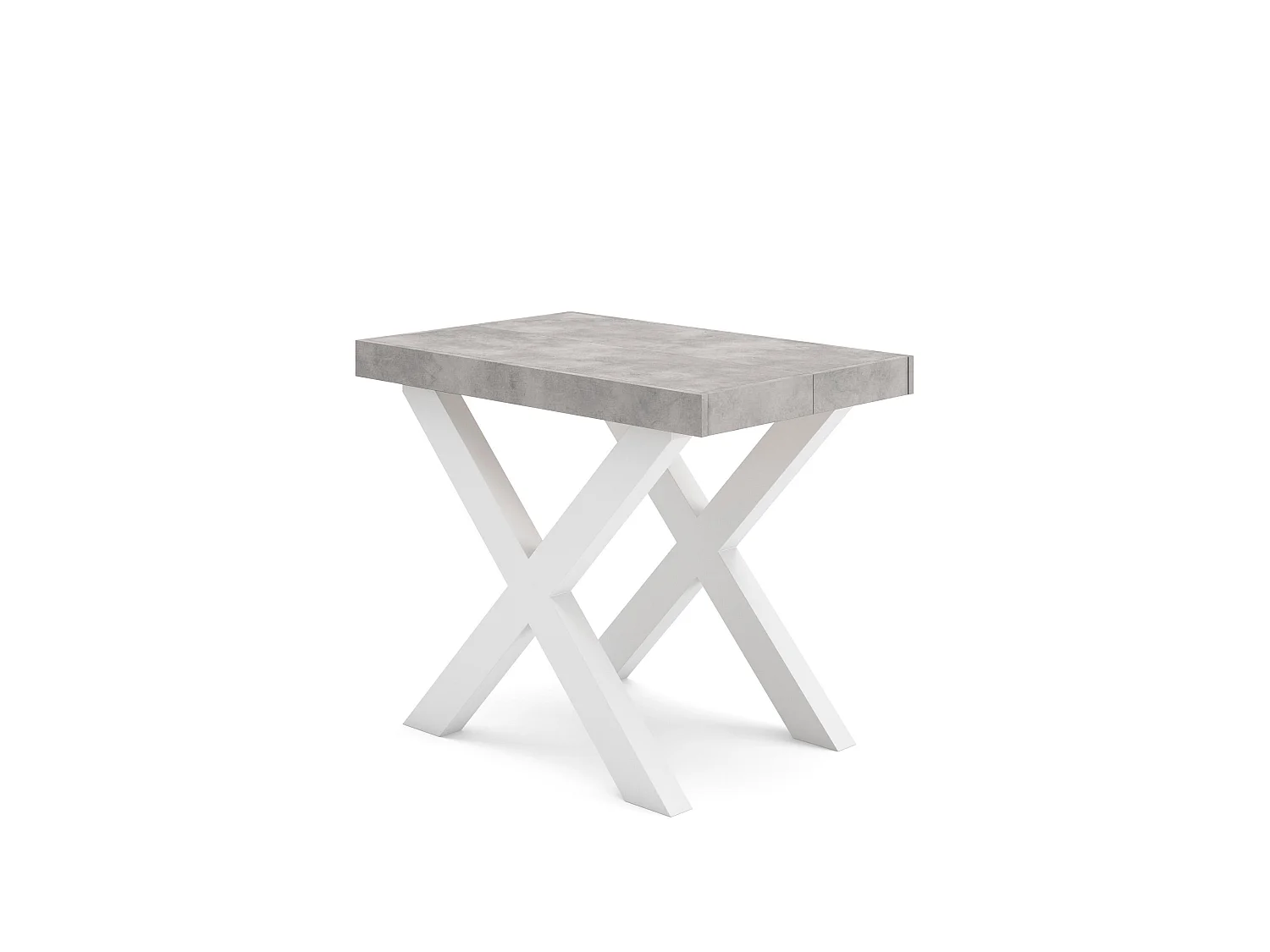 Uitschuifbare Consoletafel, 222x90x73cm, Voor 10 personen, Massief houten poten, Cement