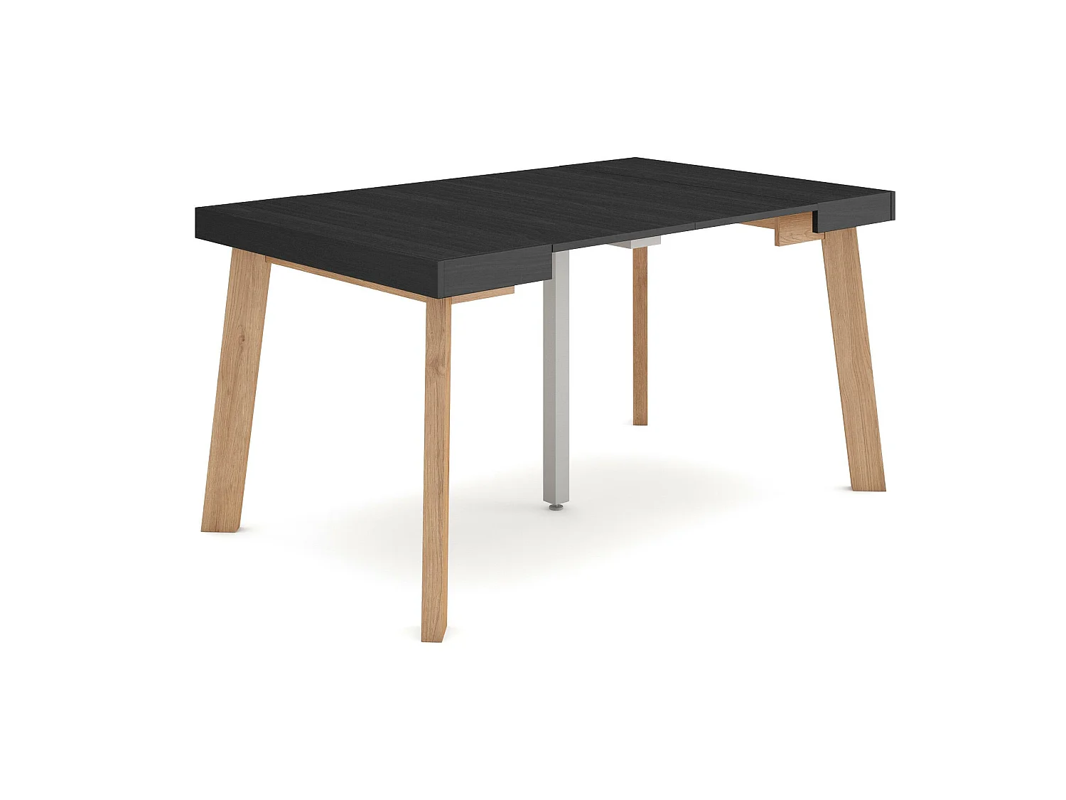 Uitschuifbare Consoletafel, 140x90x73cm, Voor 6 personen, Houten poten, Zwart