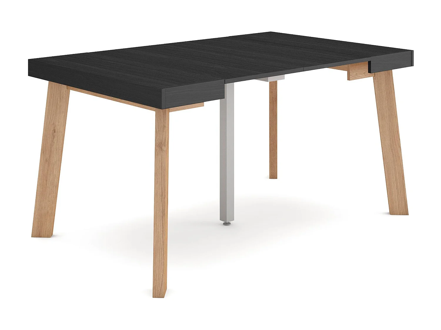 Uitschuifbare Consoletafel, 140x90x73cm, Voor 6 personen, Houten poten, Zwart