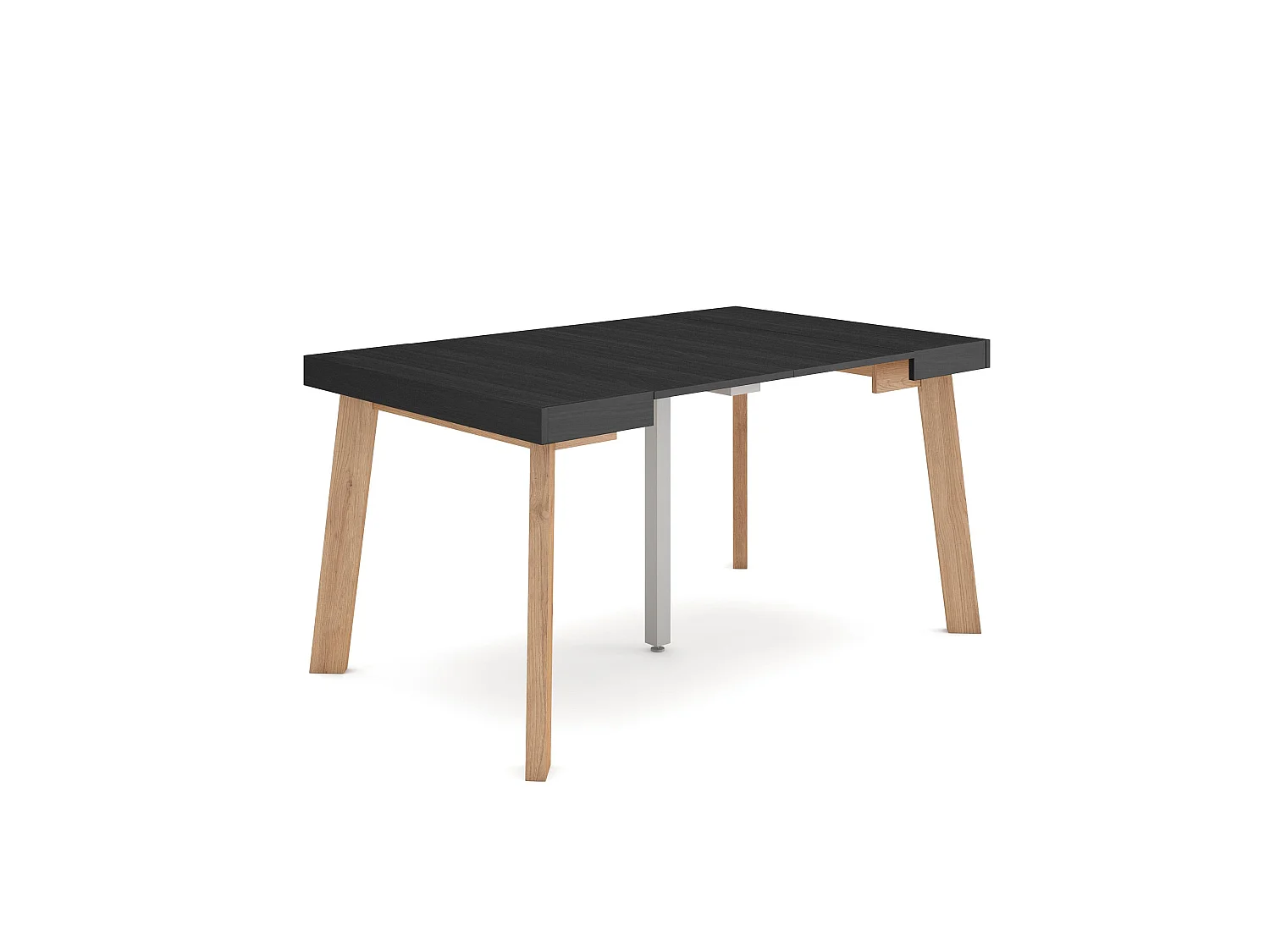 Table console extensible, 140x90x73cm, Pour 6 personnes, Pieds en bois, Noir