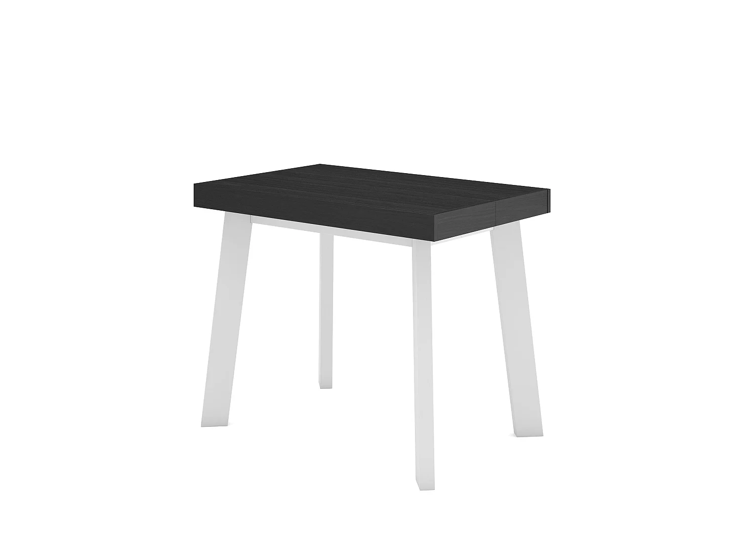 Table console extensible, 222x90x73cm, Pour 10 personnes, Pieds en bois, Noir