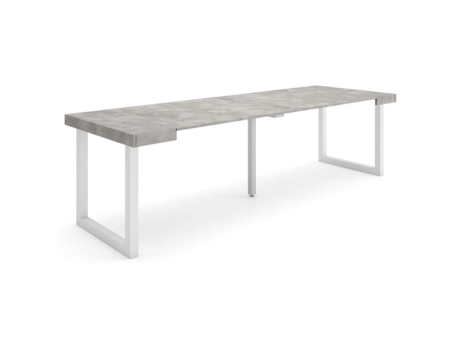 Table console extensible, 262x90x73cm, Pour 12 personnes, Pieds bois massif, Ciment