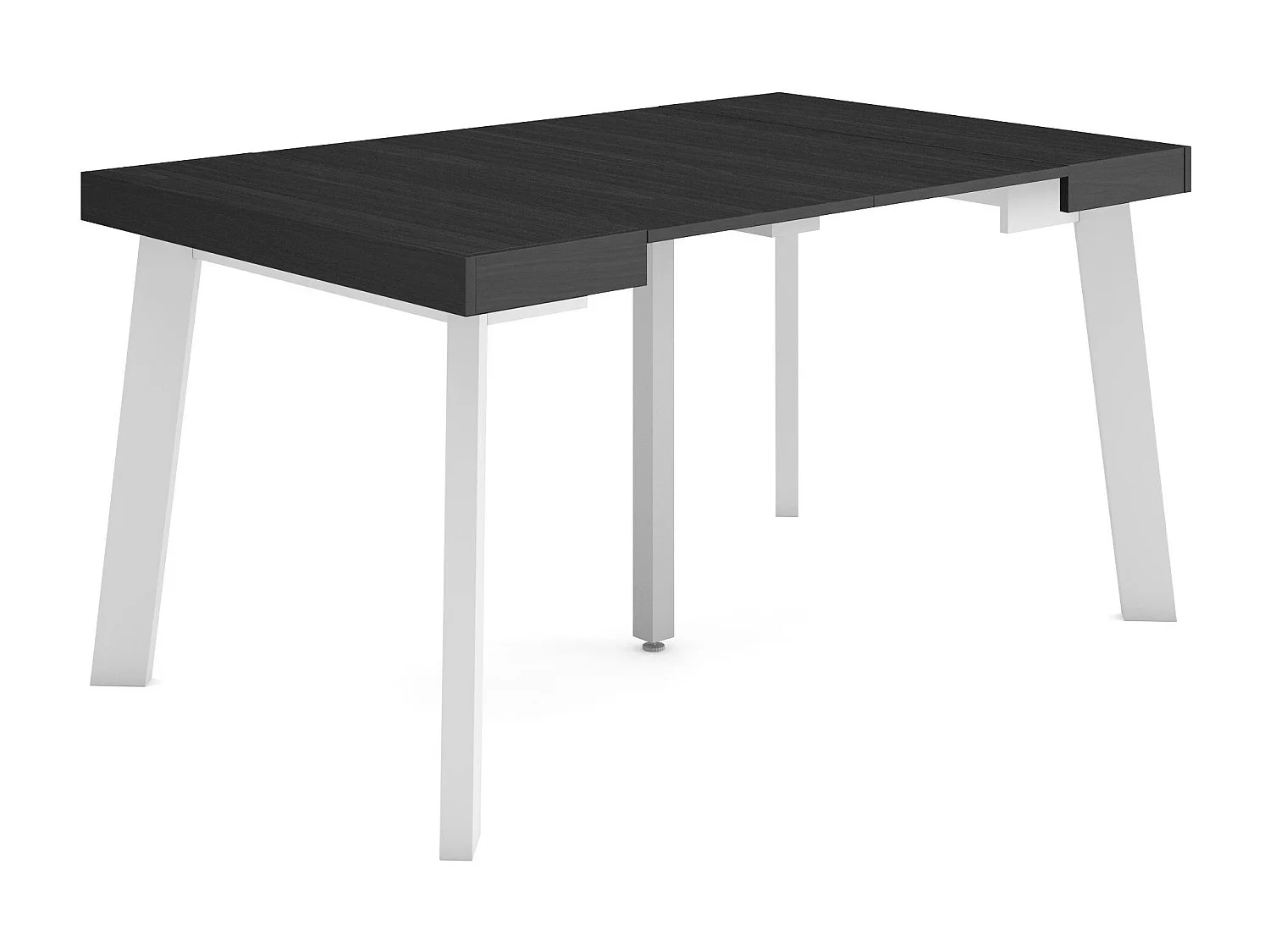 Uitschuifbare Consoletafel, 140x90x73cm, Voor 6 personen, Houten poten, Zwart